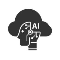 Vector illustration of AI technology icon in dark color and white background