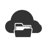 Vector illustration of storage folder icon in dark color and white background