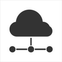 Vector illustration of cloud network icon in dark color and white background