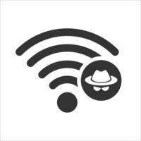 Vector illustration of signal hacks icon in dark color and white background