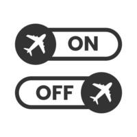 Vector illustration of airplane mode icon in dark color and white background