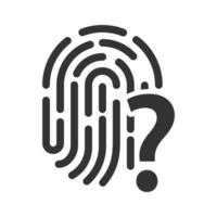 Vector illustration of unknown fingerprint icon in dark color and white background