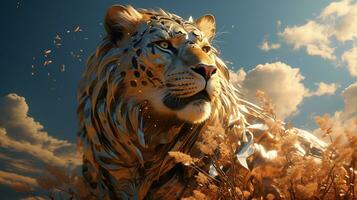 cheetah energetic nobleman, digital art illustration, Generative AI photo