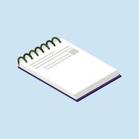 Vector flat isometric illustration of blank notebook