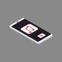 Vector isometric view of mobile phone with music