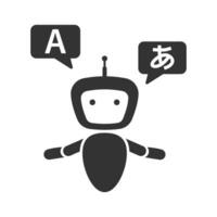 Vector illustration of robotic translators icon in dark color and white background