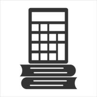 Vector illustration of calculator book icon in dark color and white background