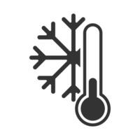 Vector illustration of ice temperature icon in dark color and white background