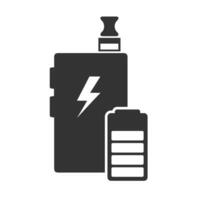 Vector illustration of e-cigarette battery icon in dark color and white background