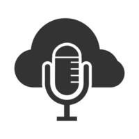 Vector illustration of cloud mics icon in dark color and white background