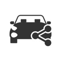 Vector illustration of share car icon in dark color and white background