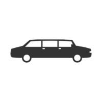 Vector illustration of long car icon in dark color and white background