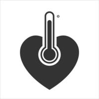 Vector illustration of love temperature icon in dark color and white background