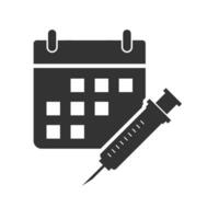 Vector illustration of injection schedule icon in dark color and white background