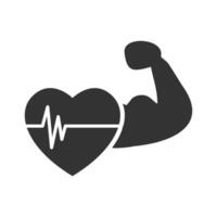 Vector illustration of strong heart icon in dark color and white background