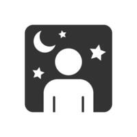 Vector illustration of night icon in dark color and white background