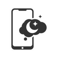 Vector illustration of night mode smartphones icon in dark color and white background