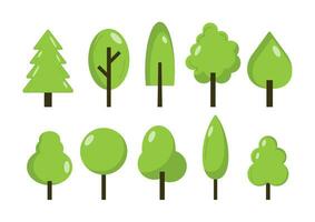 vector trees collection in flat style. Vector set of beautiful stylized green trees vector