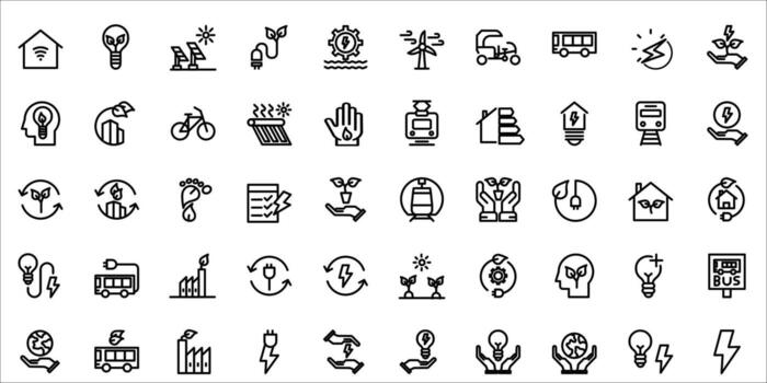 Simple Set of Energy Saving Related Icons. With Outline Style .Contains Solar Energy, Green Energy, Power Saving Icons. With the aim of posters, web, applications or energy-saving movement stickers. vector