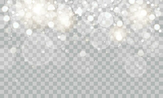 Vector white sparks and golden stars glitter special light effect