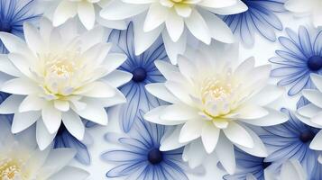Water Lily flower patterned background. Flower texture background. Generative AI photo