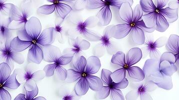 Violet flower patterned background. Flower texture background. Generative AI photo