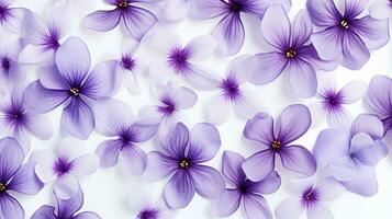 Violet flower patterned background. Flower texture background. Generative AI photo