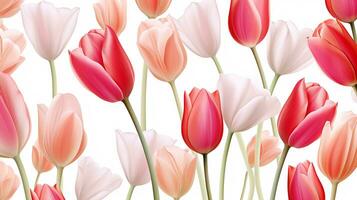 Tulip flower patterned background. Flower texture background. Generative AI photo