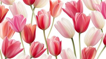 Tulip flower patterned background. Flower texture background. Generative AI photo