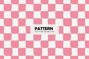 Checkered pink and white square shapes seamless repeat cute pattern vector