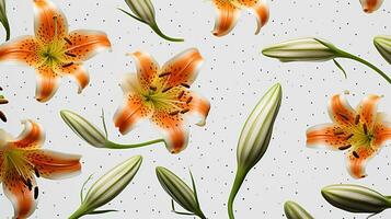 Tiger Lily flower patterned background. Flower texture background. Generative AI photo