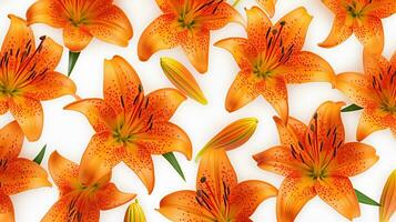 Tiger Lily flower patterned background. Flower texture background. Generative AI photo