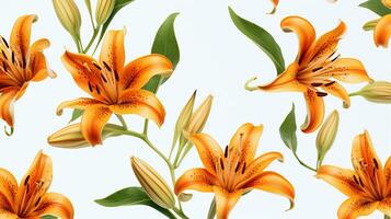 Tiger Lily flower patterned background. Flower texture background. Generative AI photo