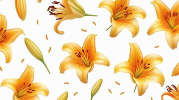 Tiger Lily flower patterned background. Flower texture background. Generative AI photo