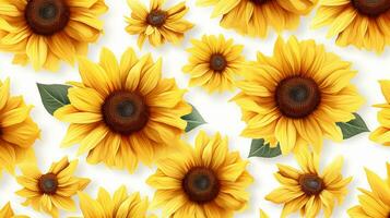 Sunflower flower patterned background. Flower texture background. Generative AI photo