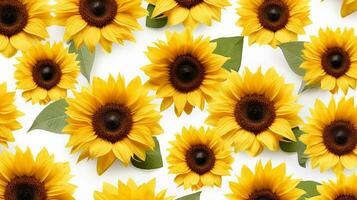 Sunflower flower patterned background. Flower texture background. Generative AI photo