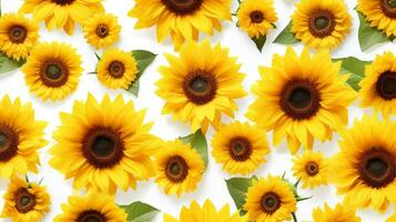 Sunflower flower patterned background. Flower texture background. Generative AI photo