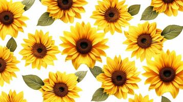 Sunflower flower patterned background. Flower texture background. Generative AI photo