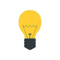 Vector light bulb yellow glowing cartoon vector illustration, idea symbol