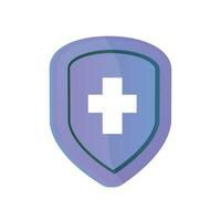 Vector medical shield protection symbol with cross sign