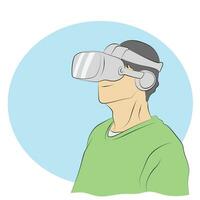 medio longitud de hombre utilizando vr lentes ilustración vector mano dibujado aislado en blanco antecedentes