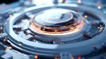 a futuristic looking machine with a circular design. photo