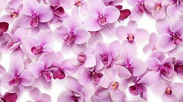 Orchid flower patterned background. Flower texture background. Generative AI photo