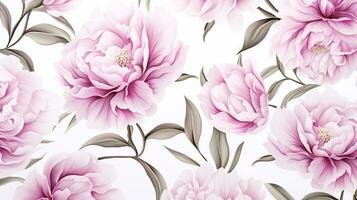 Peony flower patterned background. Flower texture background. Generative AI photo