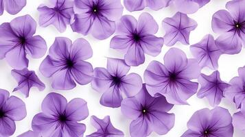 Petunia flower patterned background. Flower texture background. Generative AI photo