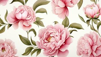 Peony flower patterned background. Flower texture background. Generative AI photo