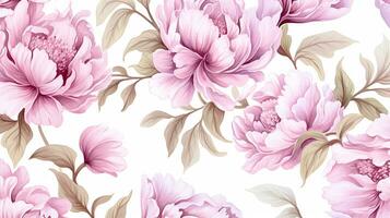 Peony flower patterned background. Flower texture background. Generative AI photo