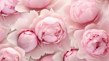 Peony flower patterned background. Flower texture background. Generative AI photo