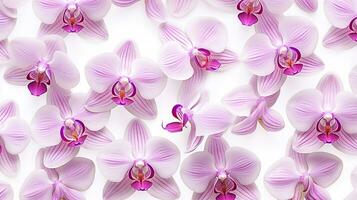 Orchid flower patterned background. Flower texture background. Generative AI photo