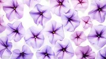 Petunia flower patterned background. Flower texture background. Generative AI photo